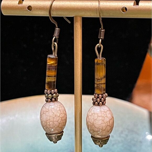 Artisan Handcrafted Gemstone Boho Earrings - Picture 1 of 2